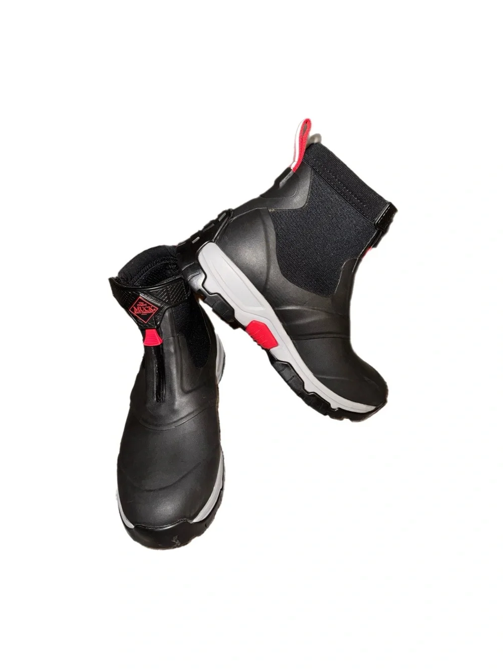 Black and red mens mid Waterproof Muck Boots size 8